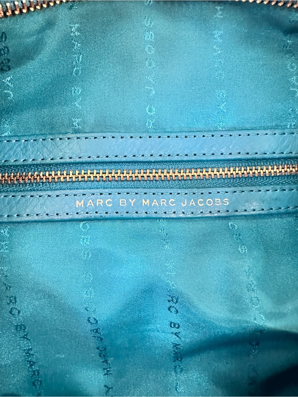 Marc by Marc Jacobs Turquoise Leather Shoulder Bag with Brown Handles - Picture 3 of 8